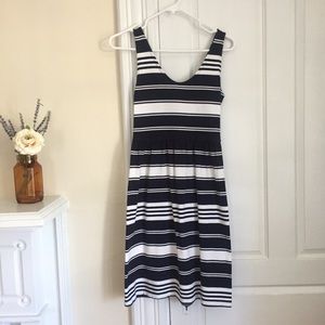J. Crew Sleeveless Striped Dress with Button Back